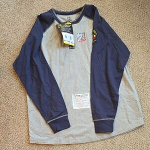 Men's Long Sleeve Gray and Blue Tee